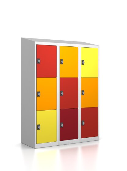 Premium Schließfachschrank - 9 Fächer - Serie MINI - Frischekick - Drehriegel
