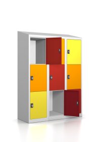 Premium Schließfachschrank - 9 Fächer - Serie MINI - Frischekick - Drehriegel