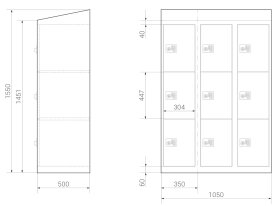 Schließfachschrank MINI mit elektronischem Schloss V3 - 9 Fächer - Frischekick