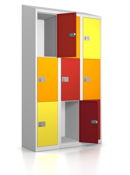 Schließfachschrank - 9 Fächer - Frischekick - elektronisches Schloss