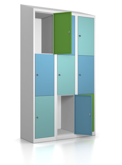 Schließfachschrank - 9 Fächer - Morgentau - Schlüssel