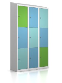 Schließfachschrank - 9 Fächer - Morgentau - Schlüssel