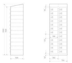 Premium Wertfachschrank - 24 Fächer - Frischekick - Drehriegel