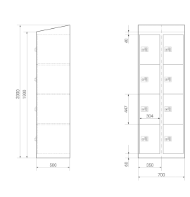 Premium Schließfachschrank - 8 Fächer - Frischekick - Drehriegel