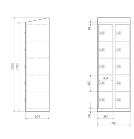 Schließfachschrank - 10 Fächer Design 001 Frischekick Schlüsselschloss
