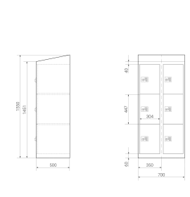 Schließfachschrank - Serie MINI - Größe L - 6 Fächer
