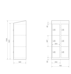 High End Schließfachschrank - 6 Fächer - Serie MINI - Frischekick - elektronisches Schloss