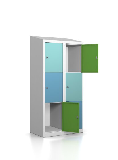 Premium Schließfachschrank - 6 Fächer - Serie MINI - Morgentau - Schlüssel