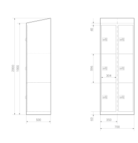 Schließfachschrank - 6 Fächer - Morgentau