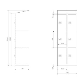 Schließfachschrank - Größe L+ - 6 Fächer Design 259 Morgentau easyPIN V3