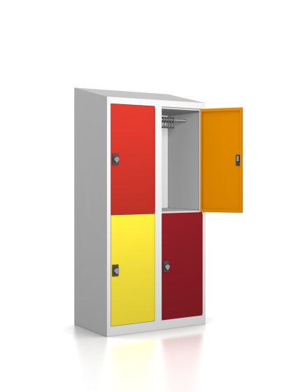 Garderobenschrank - 4 Fächer - Serie MINI Design 001 Frischekick Drehriegel