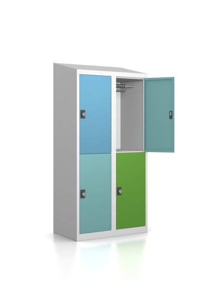 Garderobenschrank - 4 Fächer - Design 259 Morgentau Drehriegel