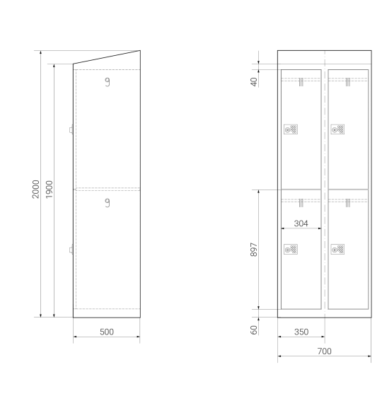 High End Garderobenschrank - 4 Fächer - Frischekick - easyPIN V3
