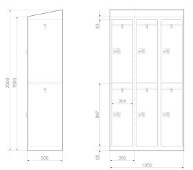 Premium Garderobenschrank - 6 Fächer - Lichtblau