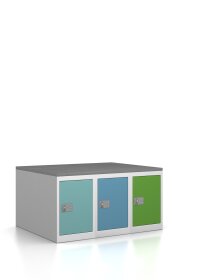 Sitzbank mit 3 Fächern, Dekorplatte Eiche dunkel, zur Wandmontage