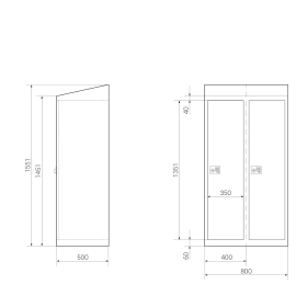 Spindschrank - 2 Fächer - Sonderbreite - Serie MINI Design 001 Frischekick Schlüsselschloss