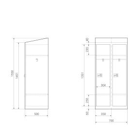 Spindschrank - 2 Fächer - Serie MINI Design 001 Frischekick Drehriegel