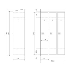 Gebrauchter Spindschrank mit 3 Fächern / Design Morgenatu