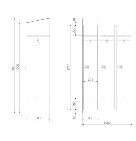 Gebrauchter Spindschrank mit 3 Fächern / Design Morgenatu