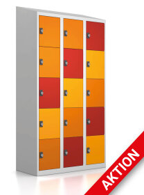 Schließfachschrank - 15 Fächer - Design Abendrot