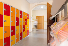 Schließfachschrank - 15 Fächer - Design Abendrot