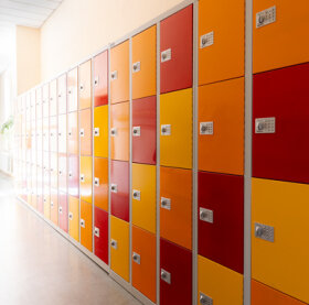 Schließfachschrank - 15 Fächer - Design Abendrot