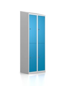 Gebrauchter Schließfachschrank mit 4 Fächern / RAL 5012 Lichtblau