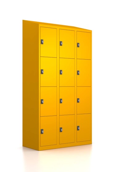 Premium Schließfachschrank - 12 Fächer - RAL 1003 Signalgelb