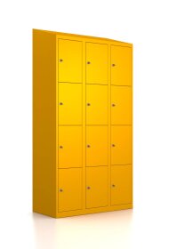 Premium Schließfachschrank - 12 Fächer - RAL 1003 Signalgelb
