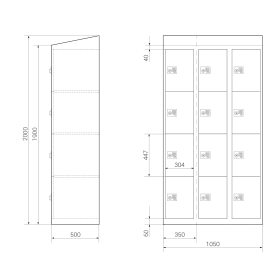Premium Schließfachschrank - 12 Fächer - RAL 6018 Gelbgrün