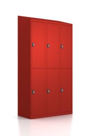 Garderobenschrank - 6 Fächer - unifarben Feuerrot