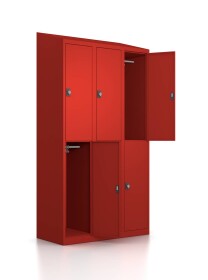 Garderobenschrank - 6 Fächer - unifarben Feuerrot