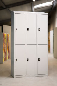 3er-Set Garderobenschränke - 6 Fächer - RAL 9001 unifarben Cremeweiß