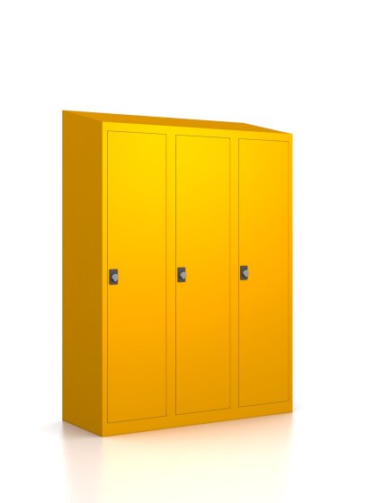 Premium Spindschrank MINI - 3 Fächer - RAL 1003 Signalgelb