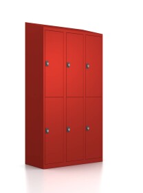 Gebrauchter Garderobenschrank - 6 Fächer - unifarben RAL 3000 Feuerrot