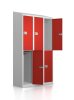 Gebrauchter Garderobenschrank mit 6 Fächern / RAL 3000 Feuerrot