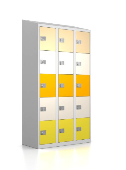 Gebrauchter Schließfachschrank mit 15 Fächern / Design 0373