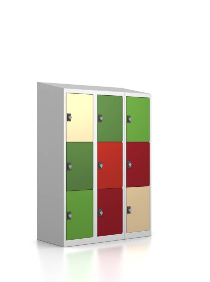 Gebrauchter Schließfachschrank mit 9 Fächern / Design 0004