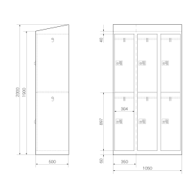 Gebrauchter Schließfachschrank mit 6 Fächern / Design Erdbeerfeld
