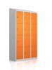 Gebrauchter Schließfachschrank mit 12 Fächern / RAL 2003 Pastellorange