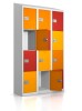 Gebrauchter Schließfachschrank mit 12 Fächern / Design Abendrot
