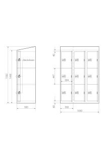 Schließfachschrank mit USB-C Ladefunktion / 9 Fächer / Design "Morgentau"