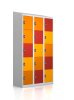 Gebrauchter Schließfachschrank mit 15 Fächern / Design "Abendrot"