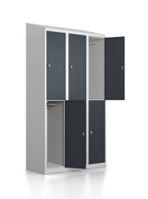 Garderobenschrank - 6 Fächer - Anthrazitgrau