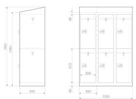 Garderobenschrank - 6 Fächer - Anthrazitgrau