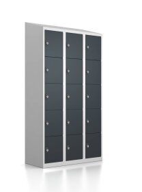 Schließfachschrank - 15 Fächer - Anthrazitgrau