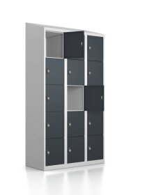 Schließfachschrank - 15 Fächer - Anthrazitgrau