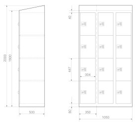Schließfachschrank !Red Signal - 12 Fächer / Locker Cabinet !Red Signal - 12 Compartments