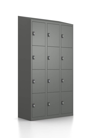 Schließfachschrank - 12 Fächer - RAL 7005 Mausgrau