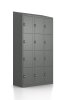 Schließfachschrank - 12 Fächer - RAL 7005 Mausgrau